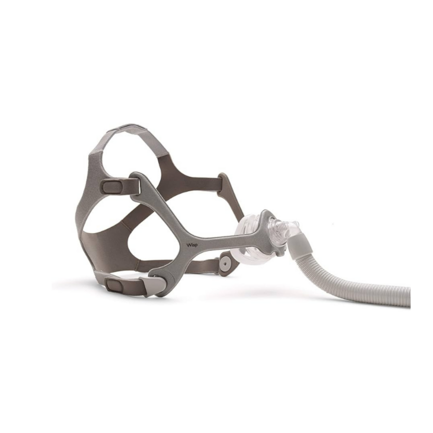 Mascarilla nasal Wisp adulto con puerto de exhalación, marco de tela y arnés de tamaño estándar